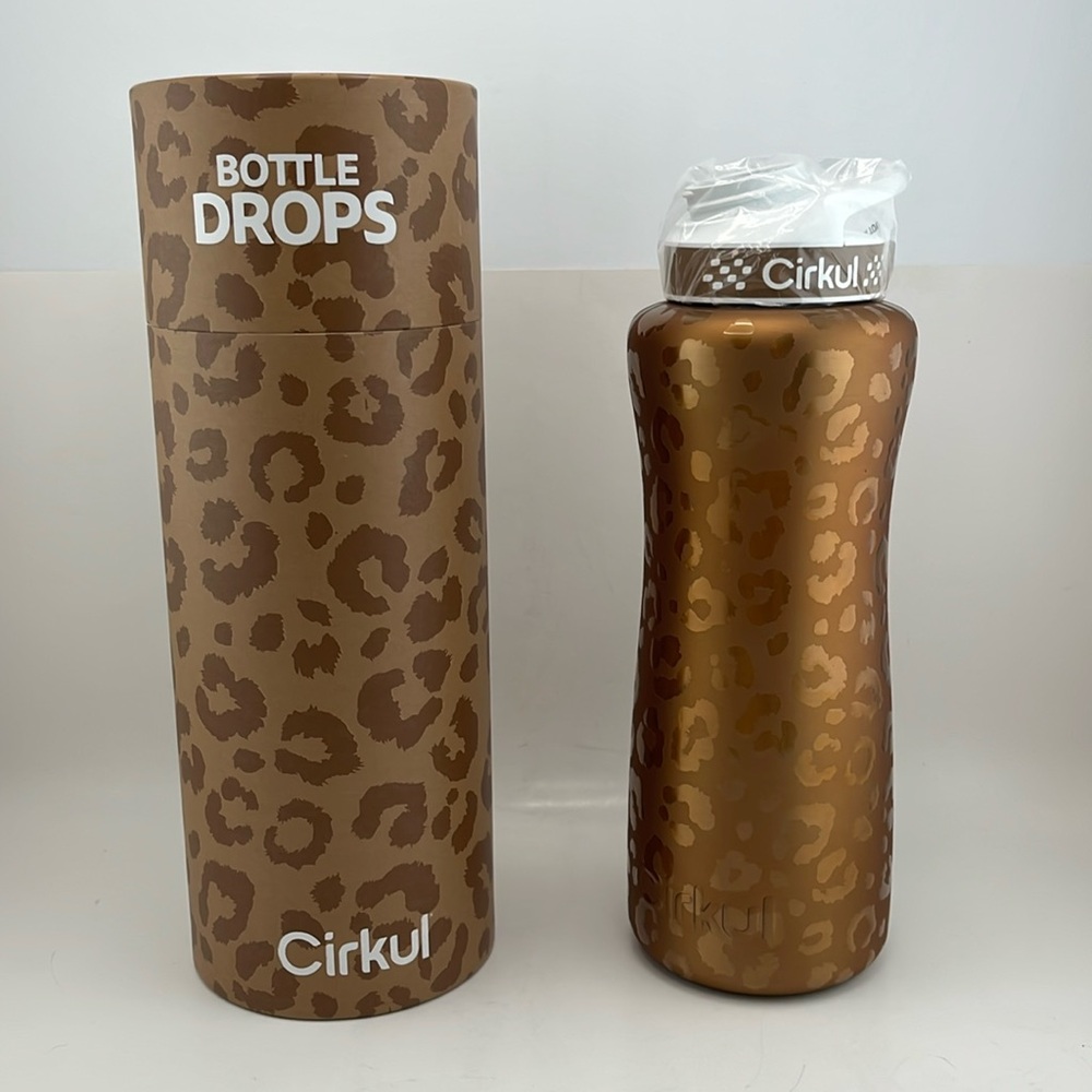 New Cirkul Limited Edition Steel Bottle Drop 32oz Gold Leopard Print Animal
